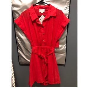 Linen red dress